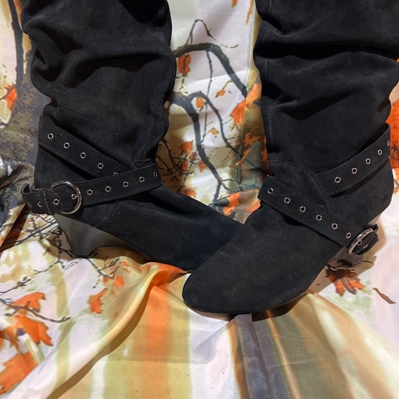 Naughty Monkey Over The Knee Suede Boots - Picture 1 of 14